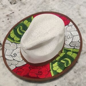 Embroidered Floral White Hat